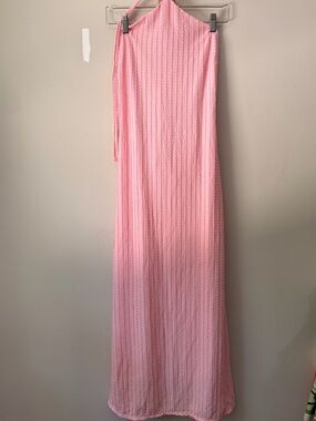 Pink Knit Halter Maxi Dress